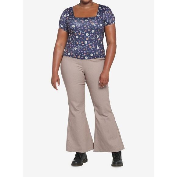 Harry Potter Deathly Hallows Floral Square Neck Girls Top Plus Size 2 - Picture 6 of 6